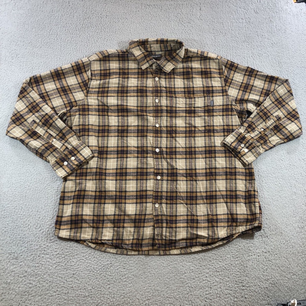 eddie bauer flannel shirt Men's XXL Plaid Brown Gray
